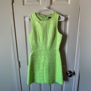 Tibi Lennox Jacquard Metallic Dress Neon Green